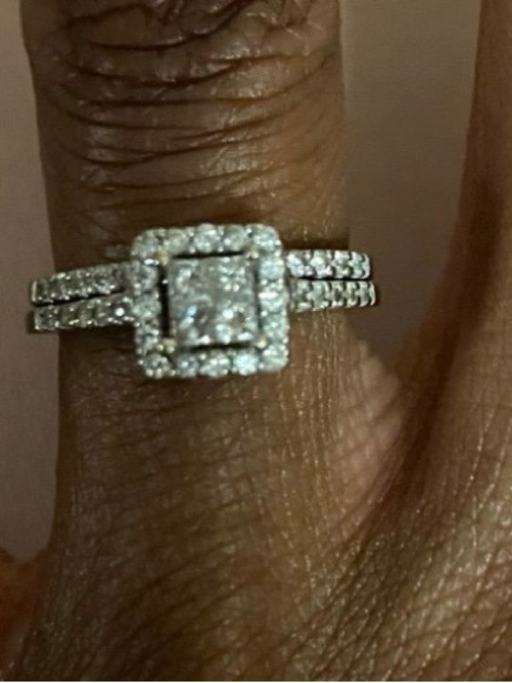 Diamond Engagement Ring - White Gold Tone